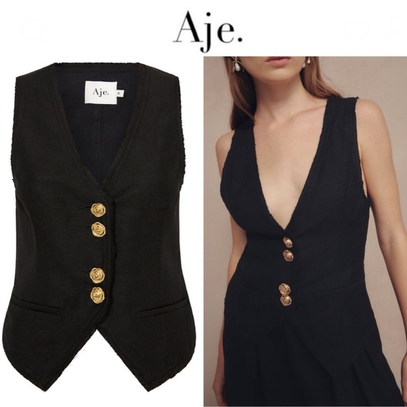 AJE.
PRIMROSE TAILORED VEST (BLACK) - Picture 1 of 10